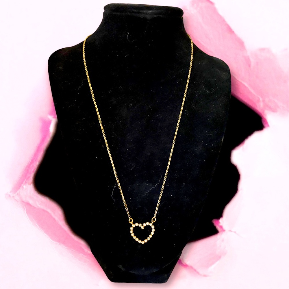 2010 Avon Rhinestone Heart Necklace “Gold-tone” - Picture 2 of 8